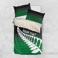Green Silver Fern Spirit Taniko Tukutuku Personalised Bedding Set LT9 US Twin 172cm x 218cm Green - Polynesian Pride