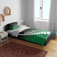 Green Silver Fern Spirit Taniko Tukutuku Personalised Bedding Set LT9 - Polynesian Pride