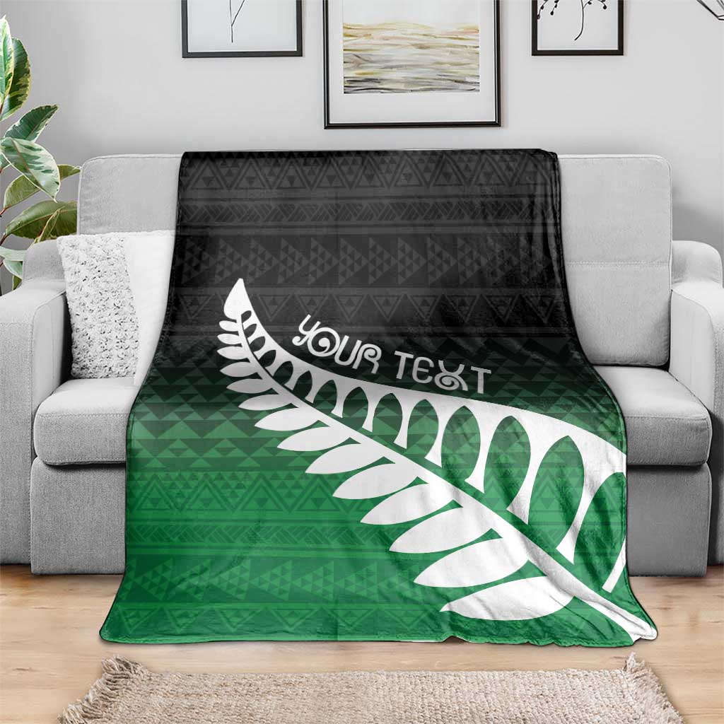 Green Silver Fern Spirit Taniko Tukutuku Personalised Blanket LT9 - Polynesian Pride