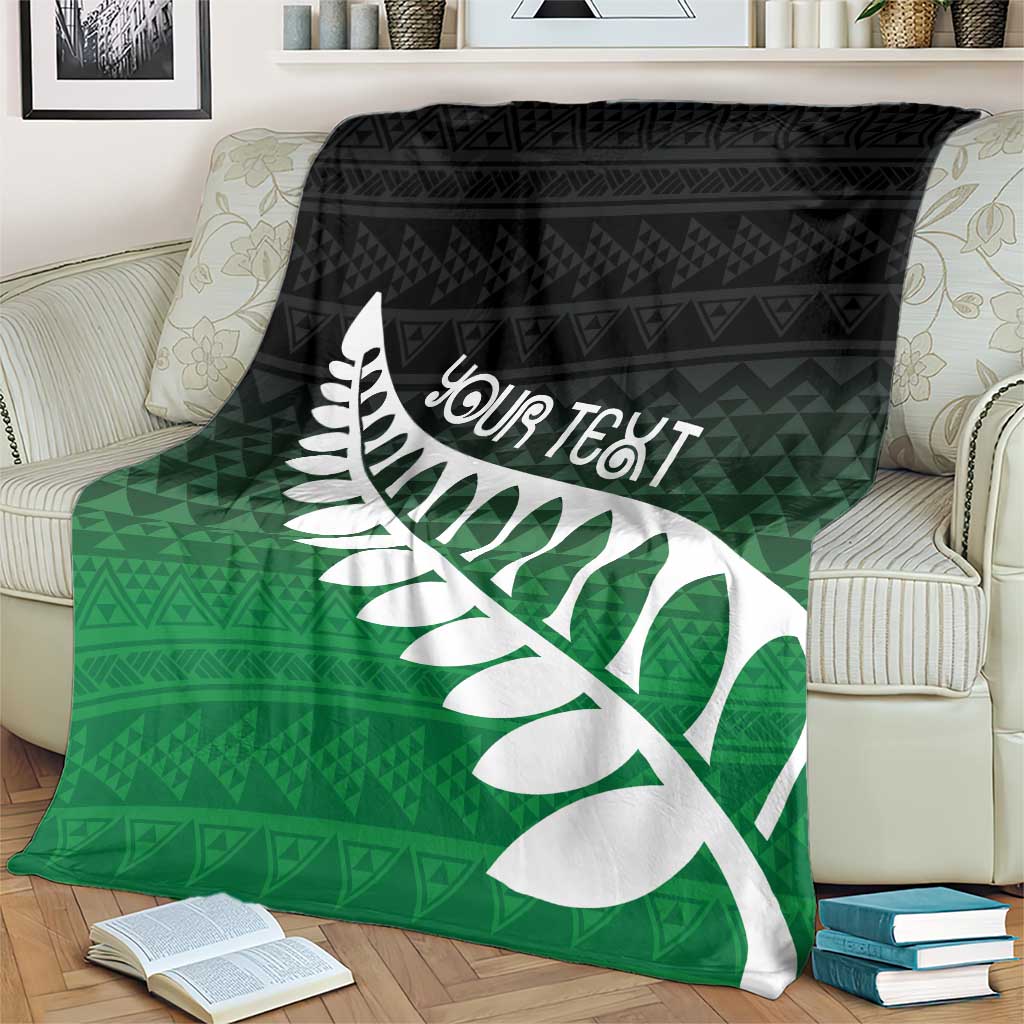 Green Silver Fern Spirit Taniko Tukutuku Personalised Blanket LT9 - Polynesian Pride