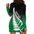 Green Silver Fern Spirit Taniko Tukutuku Personalised Hoodie Dress