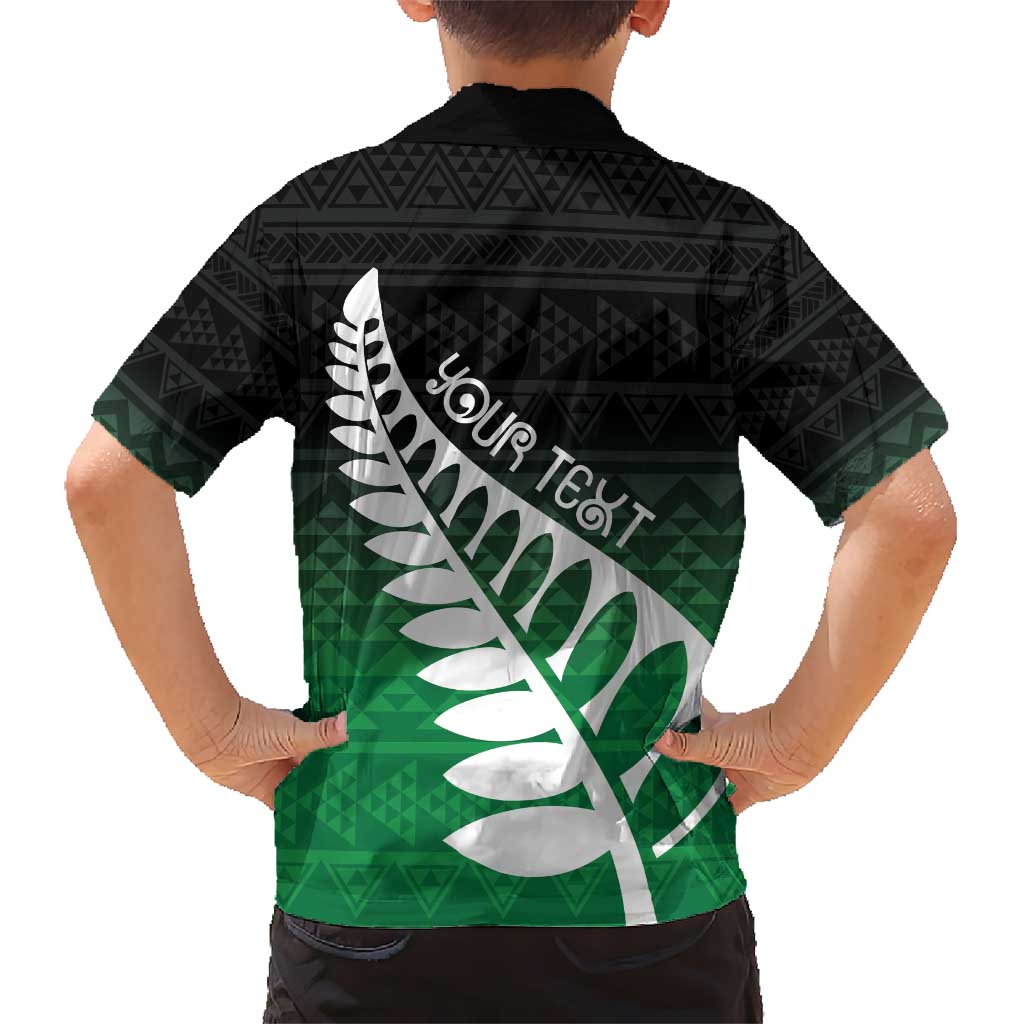 Green Silver Fern Spirit Taniko Tukutuku Personalised Kid Hawaiian Shirt LT9 - Polynesian Pride