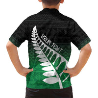 Green Silver Fern Spirit Taniko Tukutuku Personalised Kid Hawaiian Shirt LT9 - Polynesian Pride