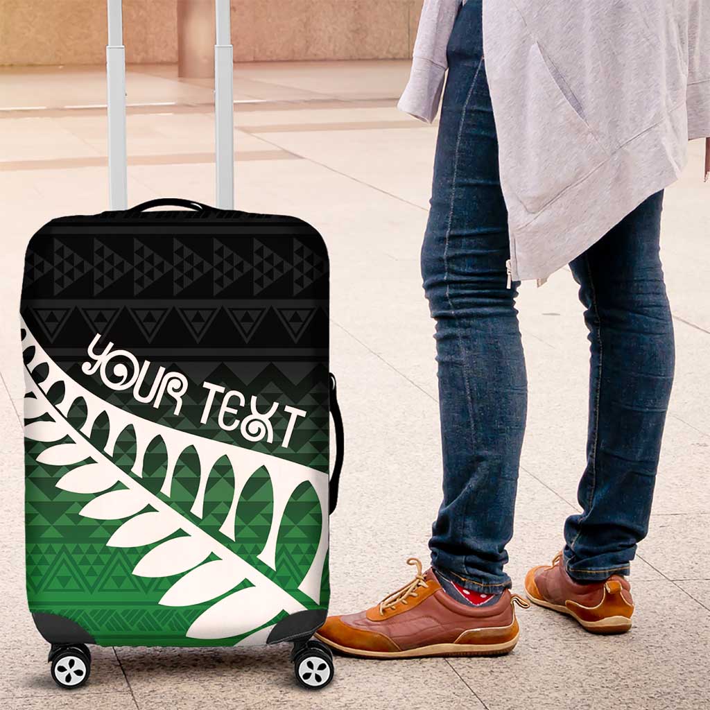 Green Silver Fern Spirit Taniko Tukutuku Personalised Luggage Cover