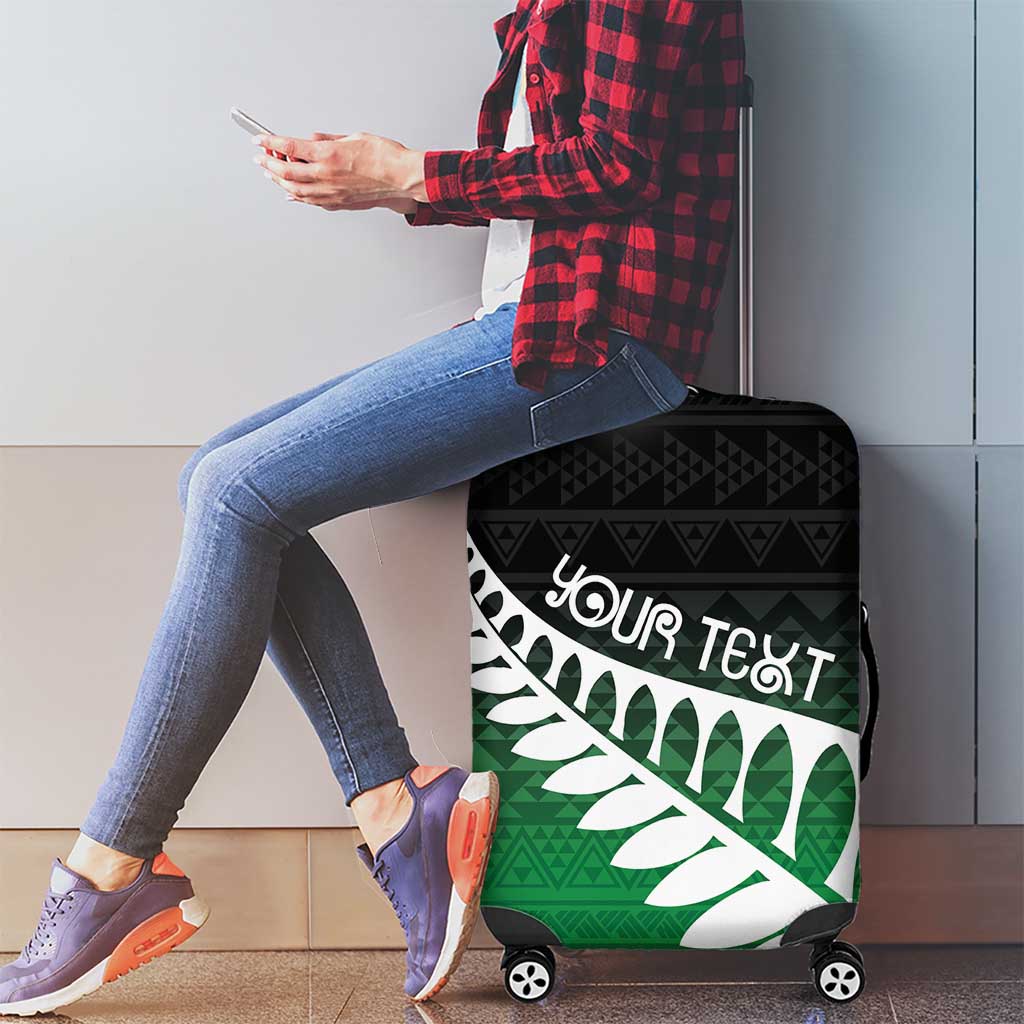 Green Silver Fern Spirit Taniko Tukutuku Personalised Luggage Cover LT9 - Polynesian Pride