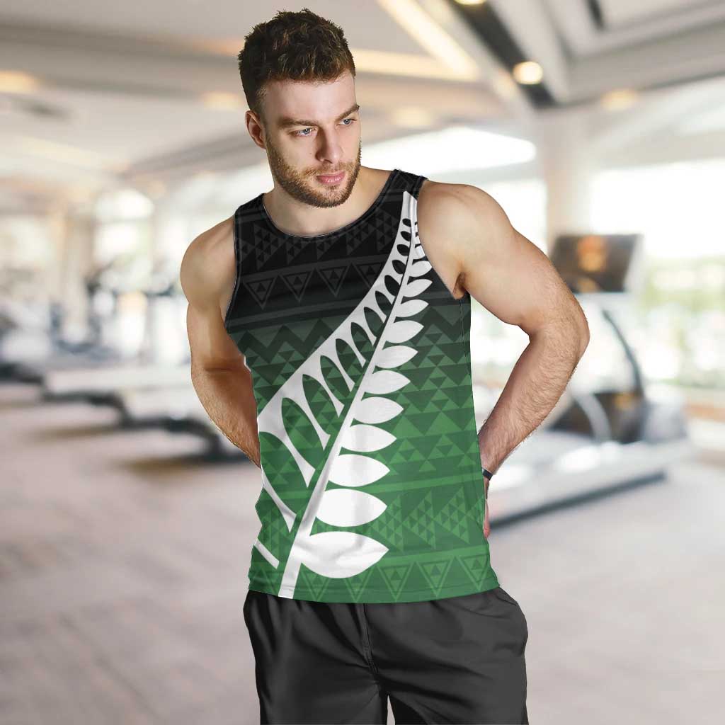 Green Silver Fern Spirit Taniko Tukutuku Personalised Men Tank Top