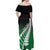 Green Silver Fern Spirit Taniko Tukutuku Personalised Off Shoulder Maxi Dress