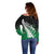 Green Silver Fern Spirit Taniko Tukutuku Personalised Off Shoulder Sweater