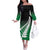 Green Silver Fern Spirit Taniko Tukutuku Personalised Off The Shoulder Long Sleeve Dress