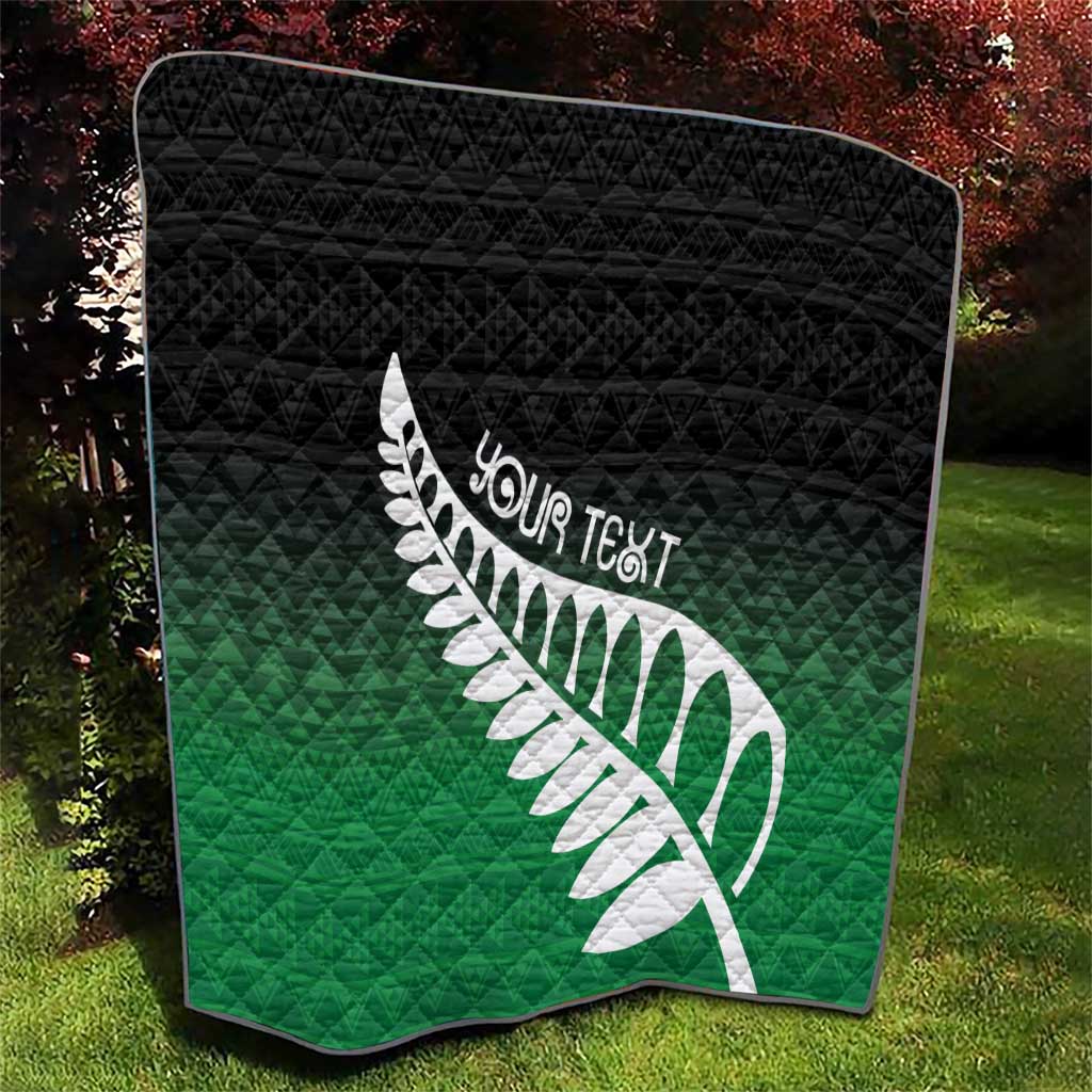Green Silver Fern Spirit Taniko Tukutuku Personalised Quilt LT9 - Polynesian Pride