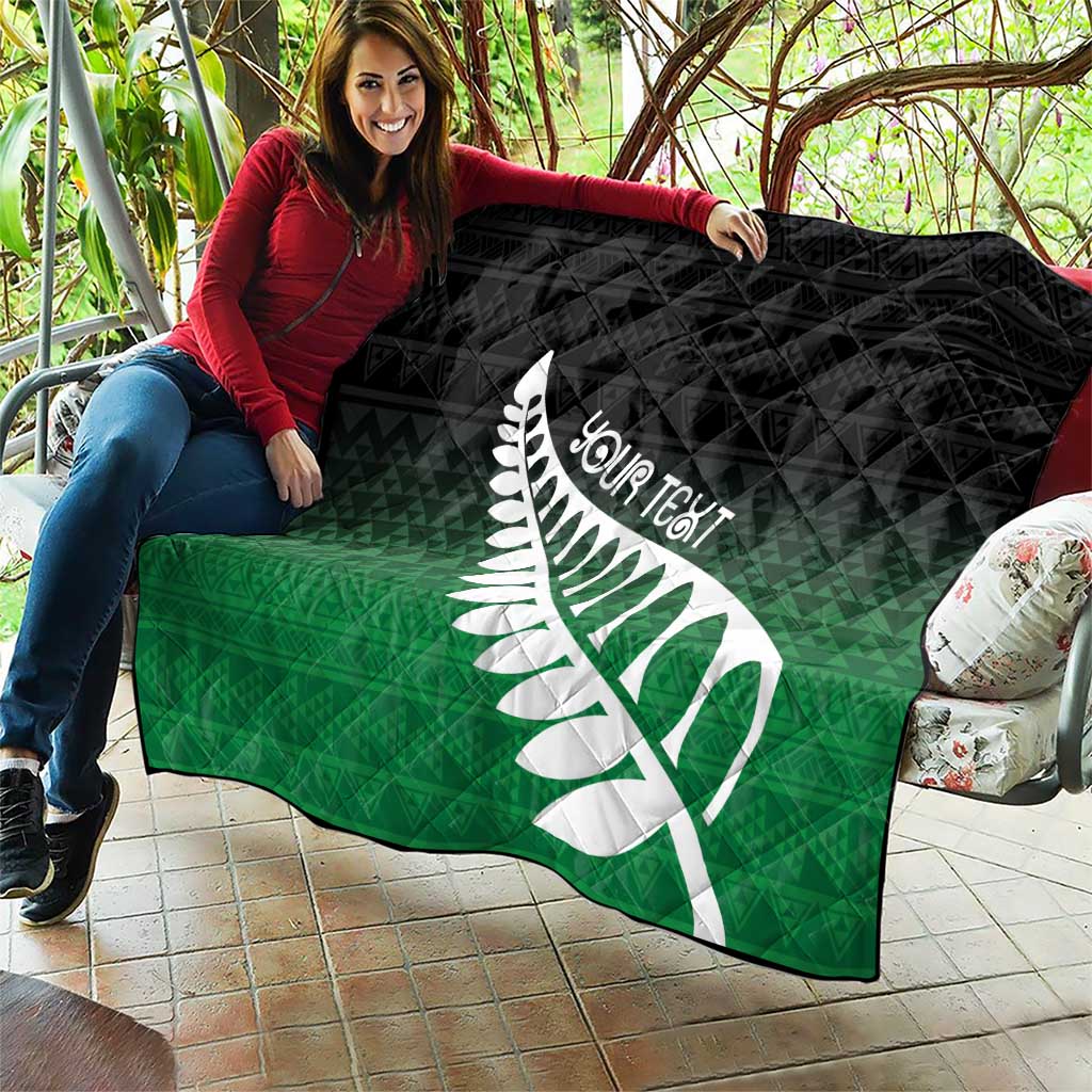 Green Silver Fern Spirit Taniko Tukutuku Personalised Quilt LT9 - Polynesian Pride