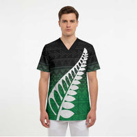 Green Silver Fern Spirit Taniko Tukutuku Personalised Scrub Top LT9 - Polynesian Pride