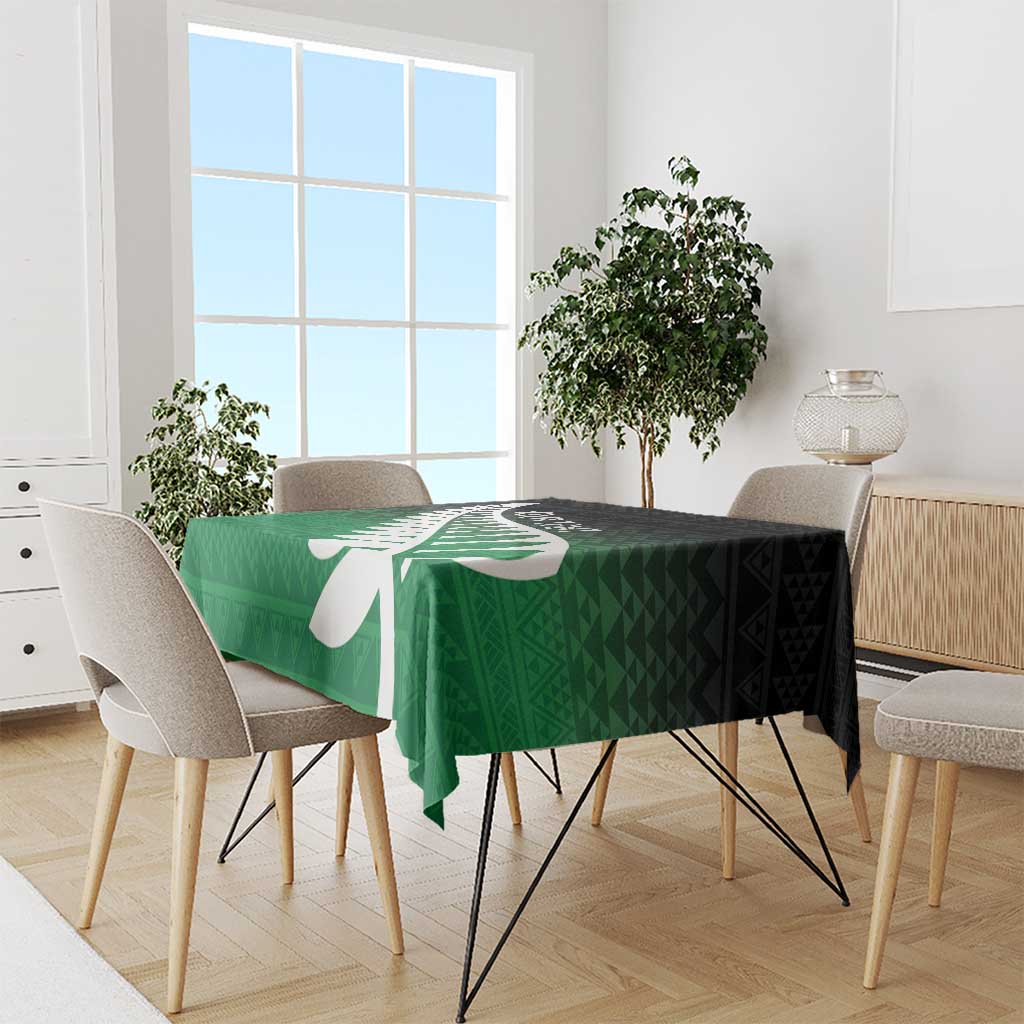 Green Silver Fern Spirit Taniko Tukutuku Personalised Tablecloth LT9 - Polynesian Pride