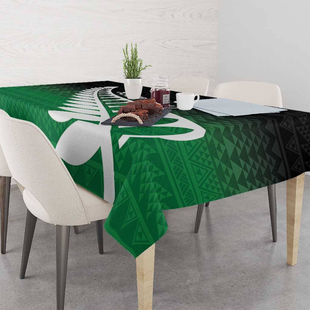 Green Silver Fern Spirit Taniko Tukutuku Personalised Tablecloth LT9 - Polynesian Pride