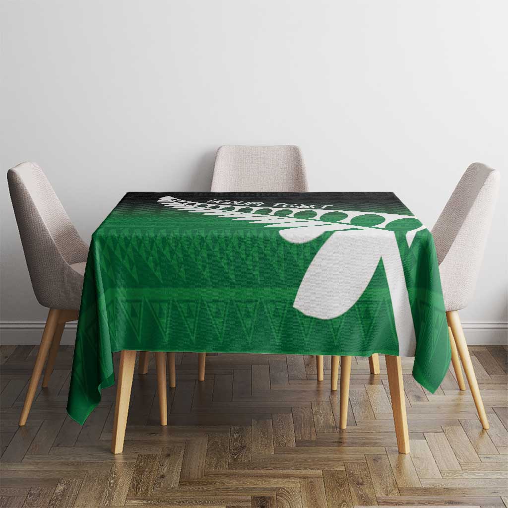 Green Silver Fern Spirit Taniko Tukutuku Personalised Tablecloth LT9 - Polynesian Pride