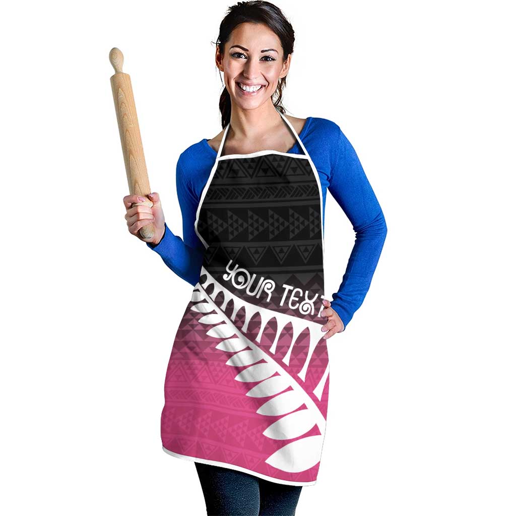 Pink Silver Fern Spirit Taniko Tukutuku Personalised Apron LT9 - Polynesian Pride