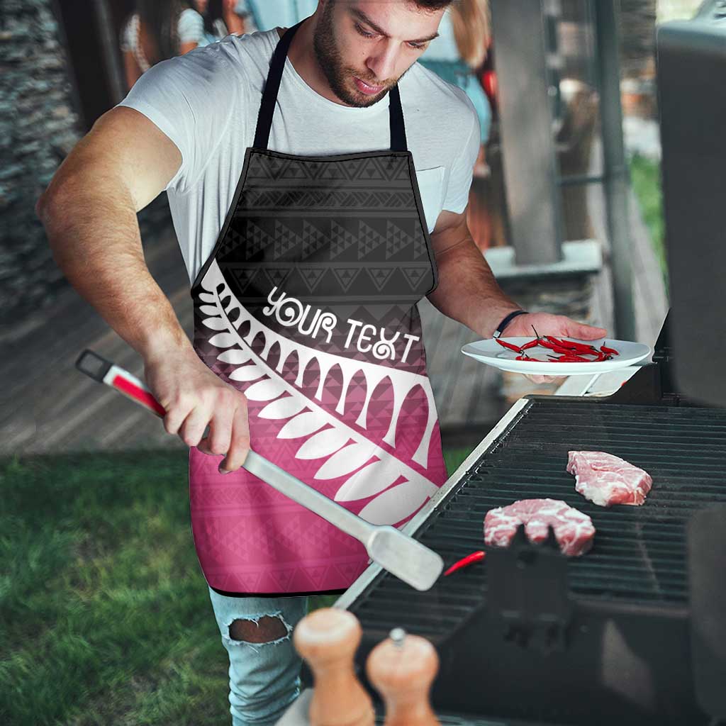 Pink Silver Fern Spirit Taniko Tukutuku Personalised Apron LT9 - Polynesian Pride