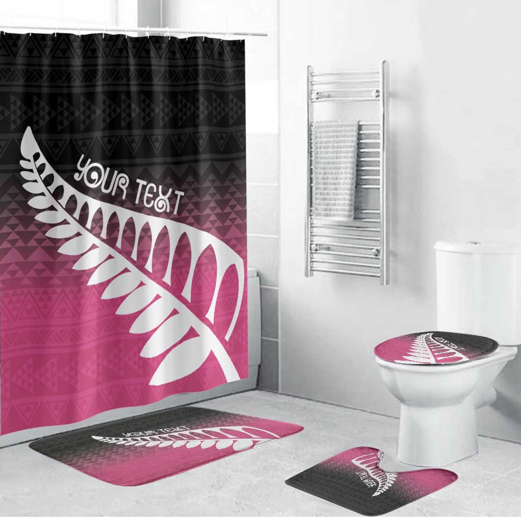 Pink Silver Fern Spirit Taniko Tukutuku Personalised Bathroom Set LT9 Bathroom Set (4 pcs) Pink - Polynesian Pride