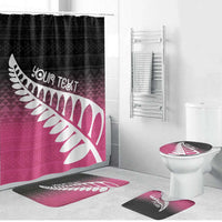 Pink Silver Fern Spirit Taniko Tukutuku Personalised Bathroom Set LT9 Bathroom Set (4 pcs) Pink - Polynesian Pride