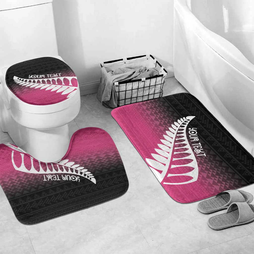 Pink Silver Fern Spirit Taniko Tukutuku Personalised Bathroom Set LT9 Mat Set Only (3 pcs) One Size Pink - Polynesian Pride