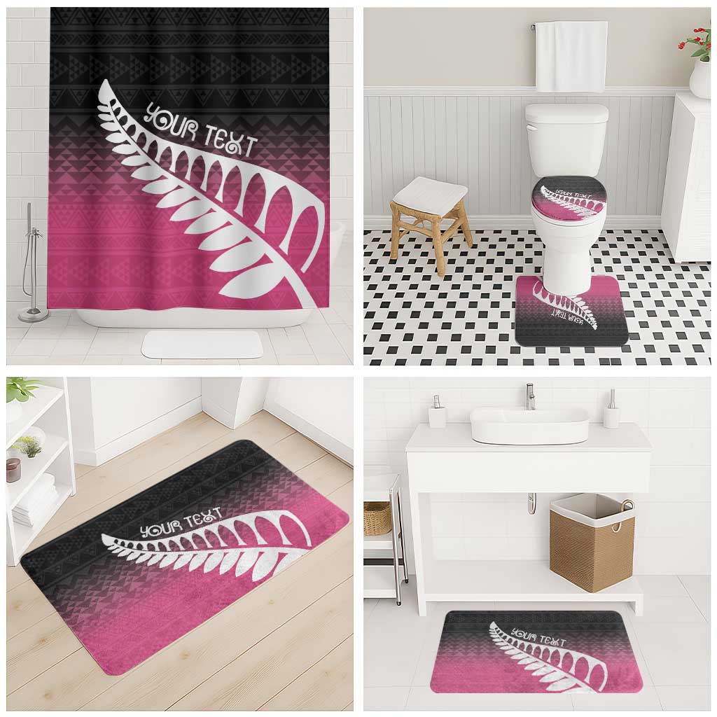 Pink Silver Fern Spirit Taniko Tukutuku Personalised Bathroom Set LT9 - Polynesian Pride