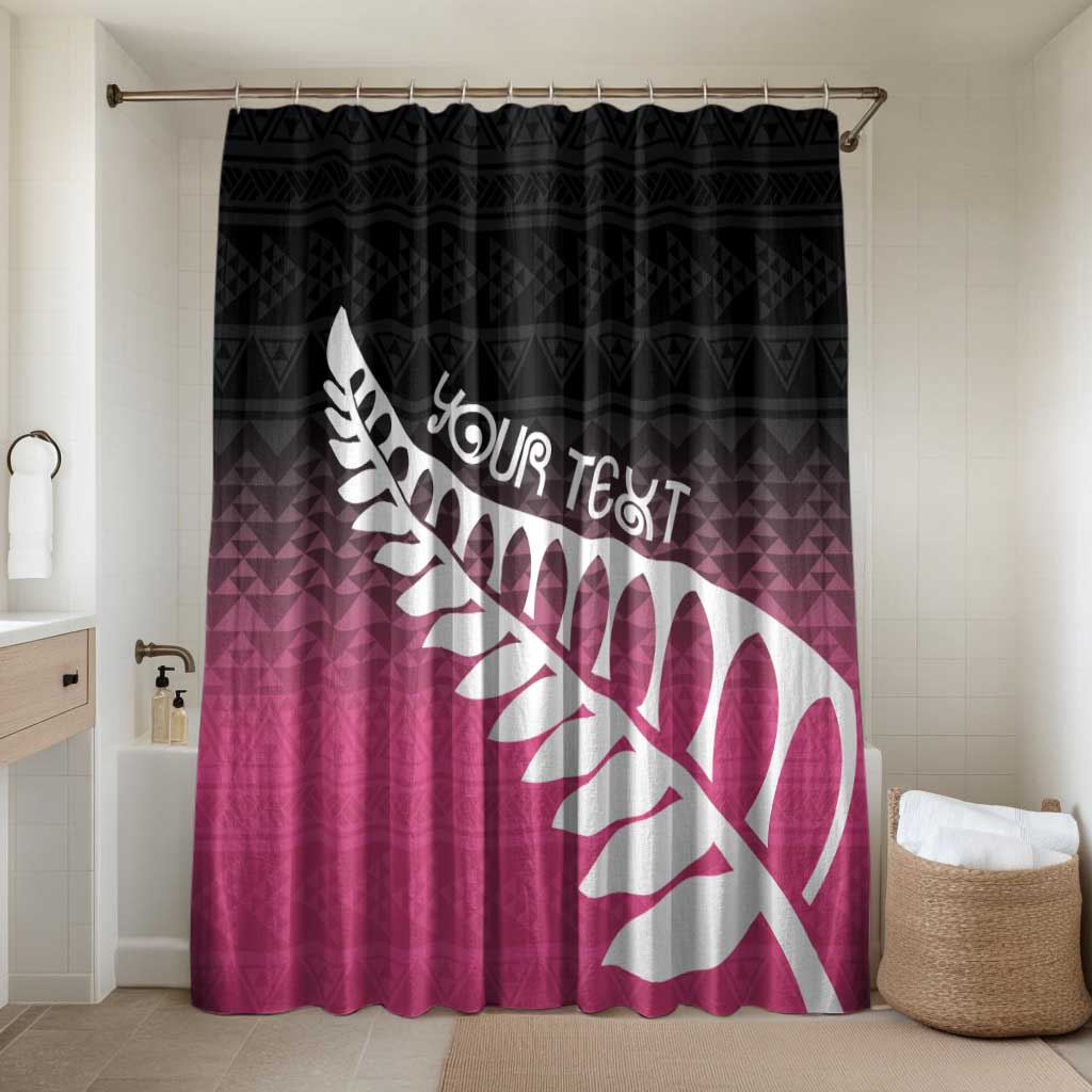Pink Silver Fern Spirit Taniko Tukutuku Personalised Bathroom Set LT9 Shower Curtain Only Pink - Polynesian Pride