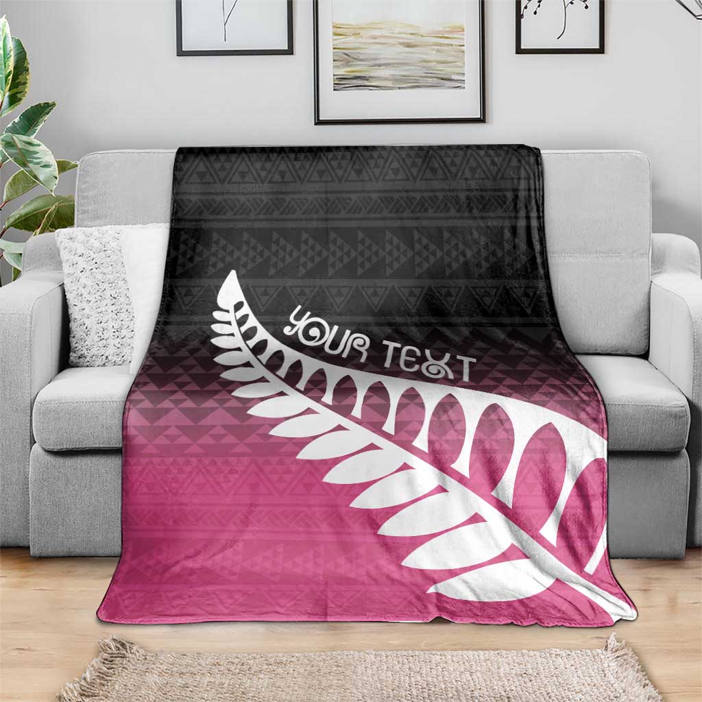 Pink Silver Fern Spirit Taniko Tukutuku Personalised Blanket LT9 - Polynesian Pride