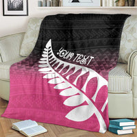 Pink Silver Fern Spirit Taniko Tukutuku Personalised Blanket LT9 - Polynesian Pride
