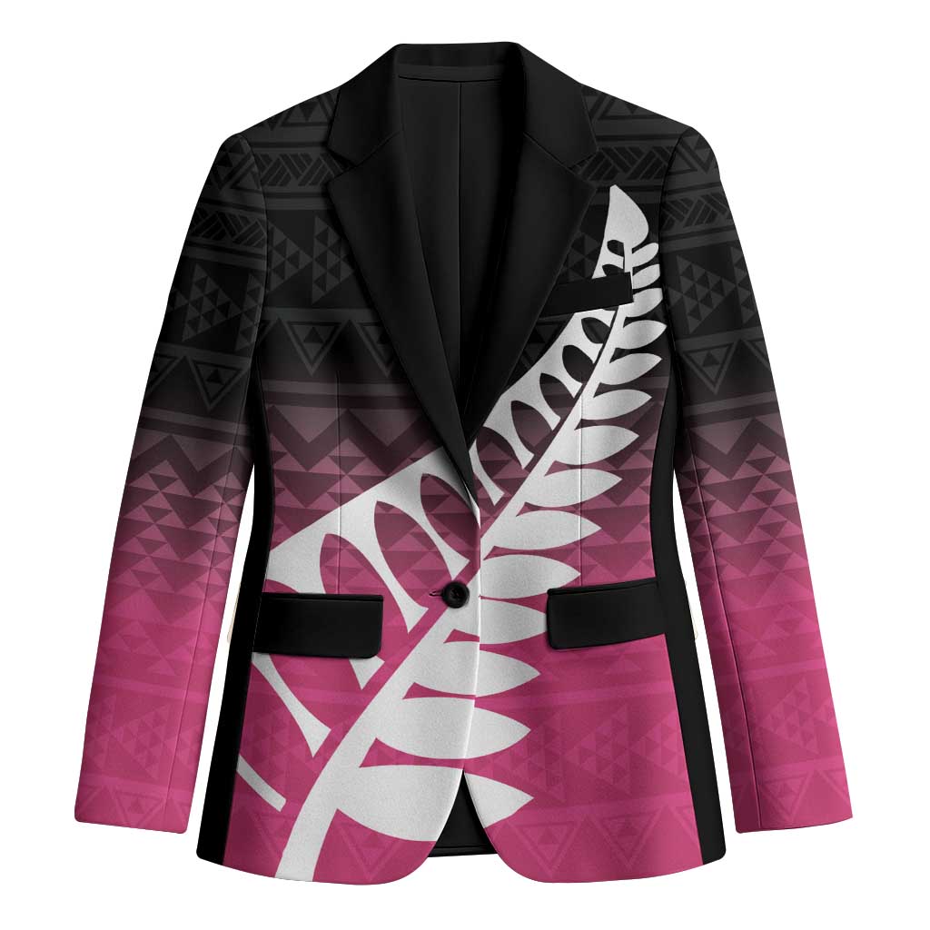 Pink Silver Fern Spirit Taniko Tukutuku Personalised Blazer LT9 Unisex Pink - Polynesian Pride
