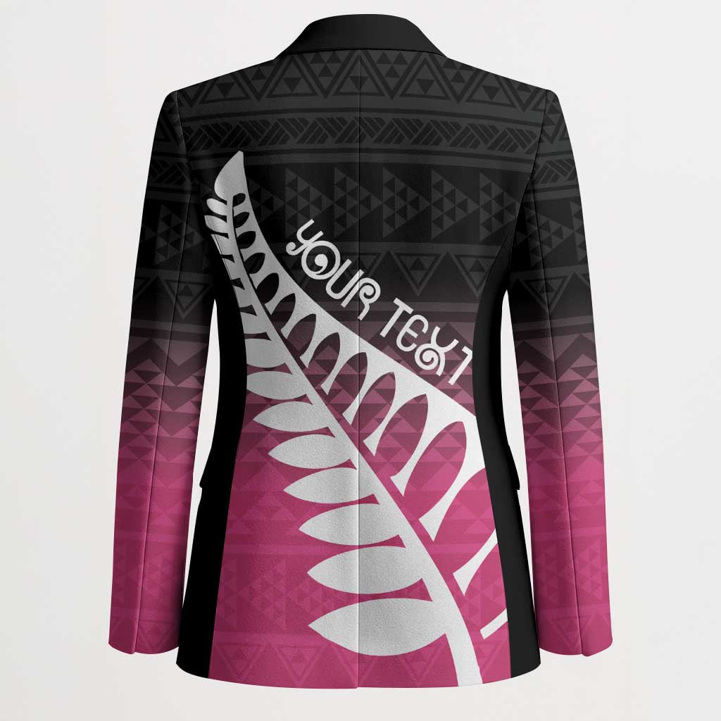 Pink Silver Fern Spirit Taniko Tukutuku Personalised Blazer LT9 - Polynesian Pride