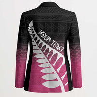 Pink Silver Fern Spirit Taniko Tukutuku Personalised Blazer LT9 - Polynesian Pride