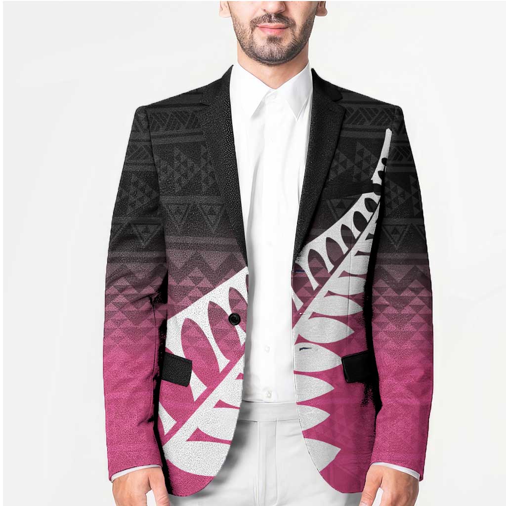 Pink Silver Fern Spirit Taniko Tukutuku Personalised Blazer LT9 - Polynesian Pride