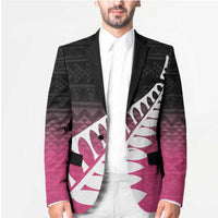 Pink Silver Fern Spirit Taniko Tukutuku Personalised Blazer LT9 - Polynesian Pride