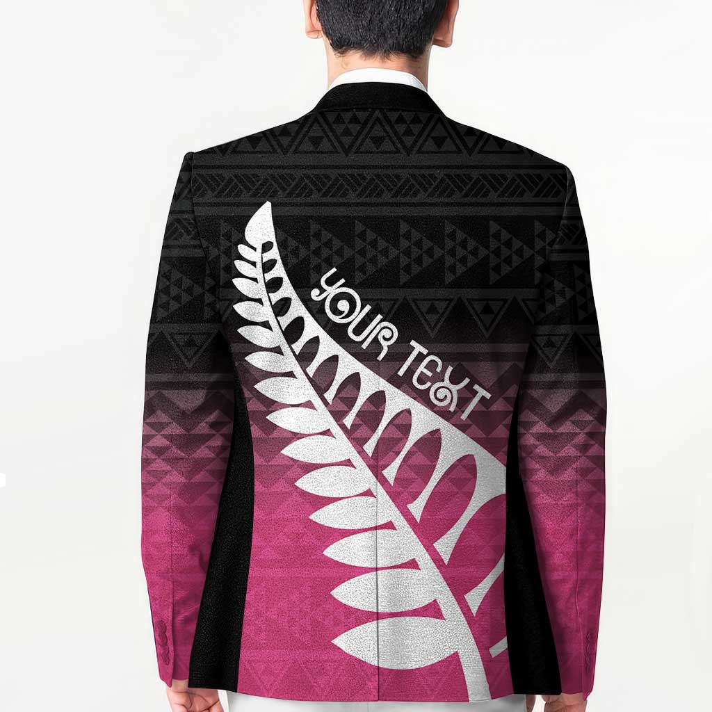 Pink Silver Fern Spirit Taniko Tukutuku Personalised Blazer LT9 - Polynesian Pride
