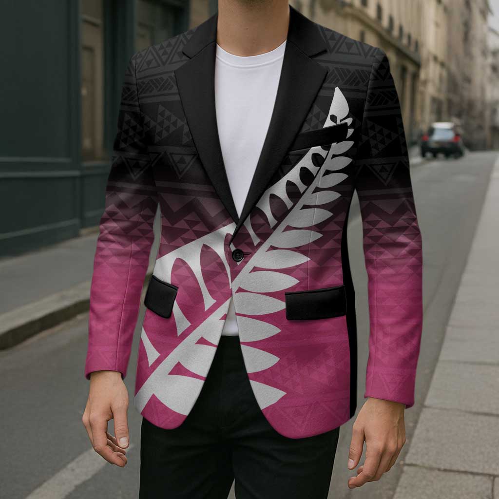 Pink Silver Fern Spirit Taniko Tukutuku Personalised Blazer LT9 - Polynesian Pride