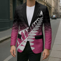 Pink Silver Fern Spirit Taniko Tukutuku Personalised Blazer LT9 - Polynesian Pride