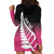 Pink Silver Fern Spirit Taniko Tukutuku Personalised Hoodie Dress