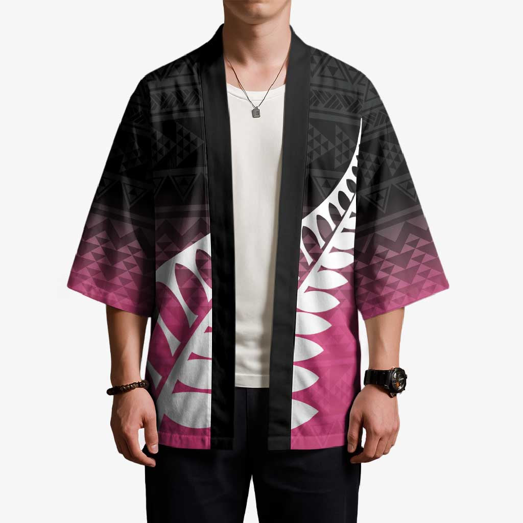 Pink Silver Fern Spirit Taniko Tukutuku Personalised Kimono LT9 - Polynesian Pride