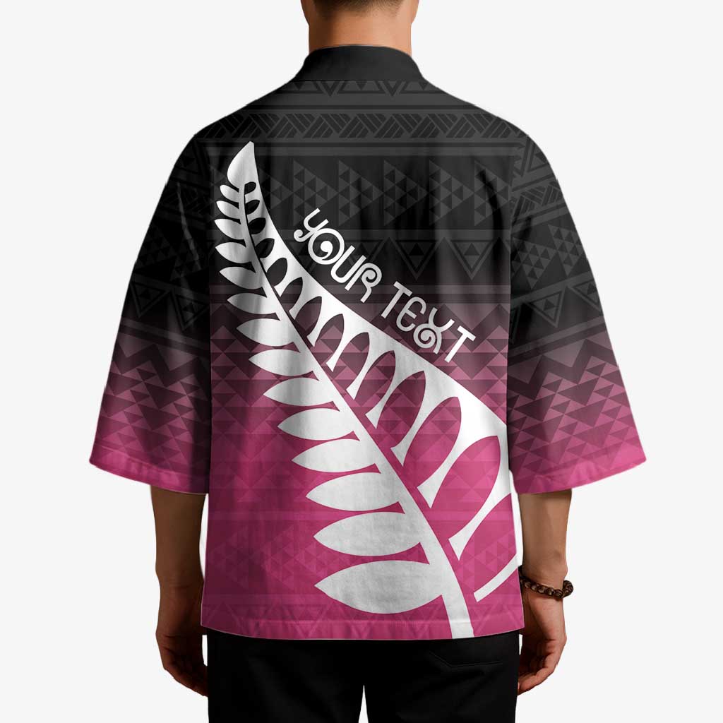 Pink Silver Fern Spirit Taniko Tukutuku Personalised Kimono LT9 - Polynesian Pride