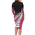 Pink Silver Fern Spirit Taniko Tukutuku Personalised Long Sleeve Bodycon Dress