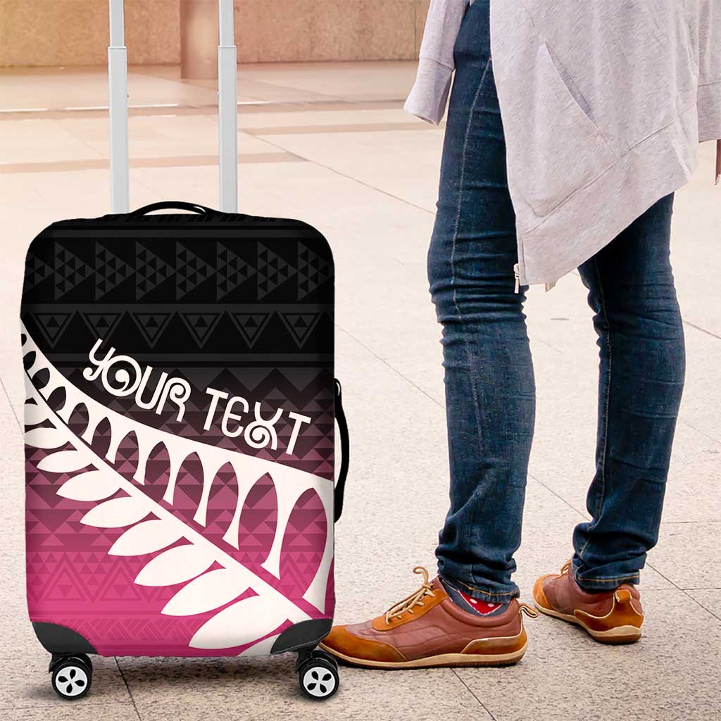 Pink Silver Fern Spirit Taniko Tukutuku Personalised Luggage Cover