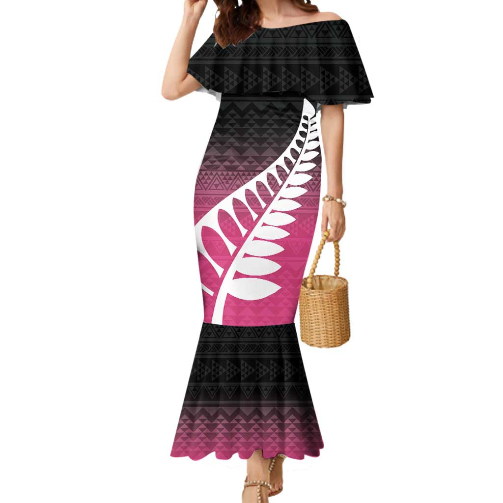 Pink Silver Fern Spirit Taniko Tukutuku Personalised Mermaid Dress