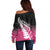 Pink Silver Fern Spirit Taniko Tukutuku Personalised Off Shoulder Sweater