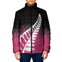 Pink Silver Fern Spirit Taniko Tukutuku Personalised Padded Jacket LT9 Men Pink - Polynesian Pride