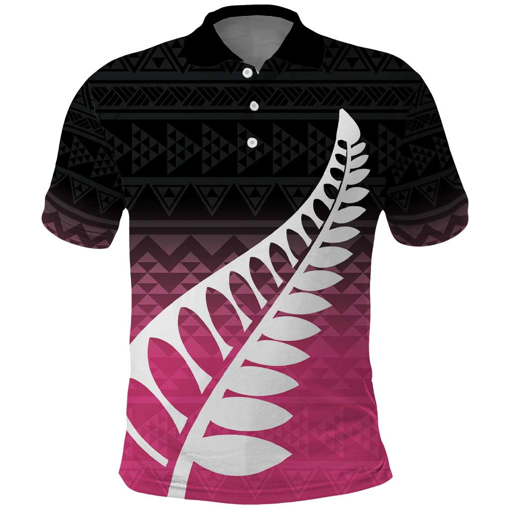 Pink Silver Fern Spirit Taniko Tukutuku Personalised Polo Shirt LT9 Pink - Polynesian Pride
