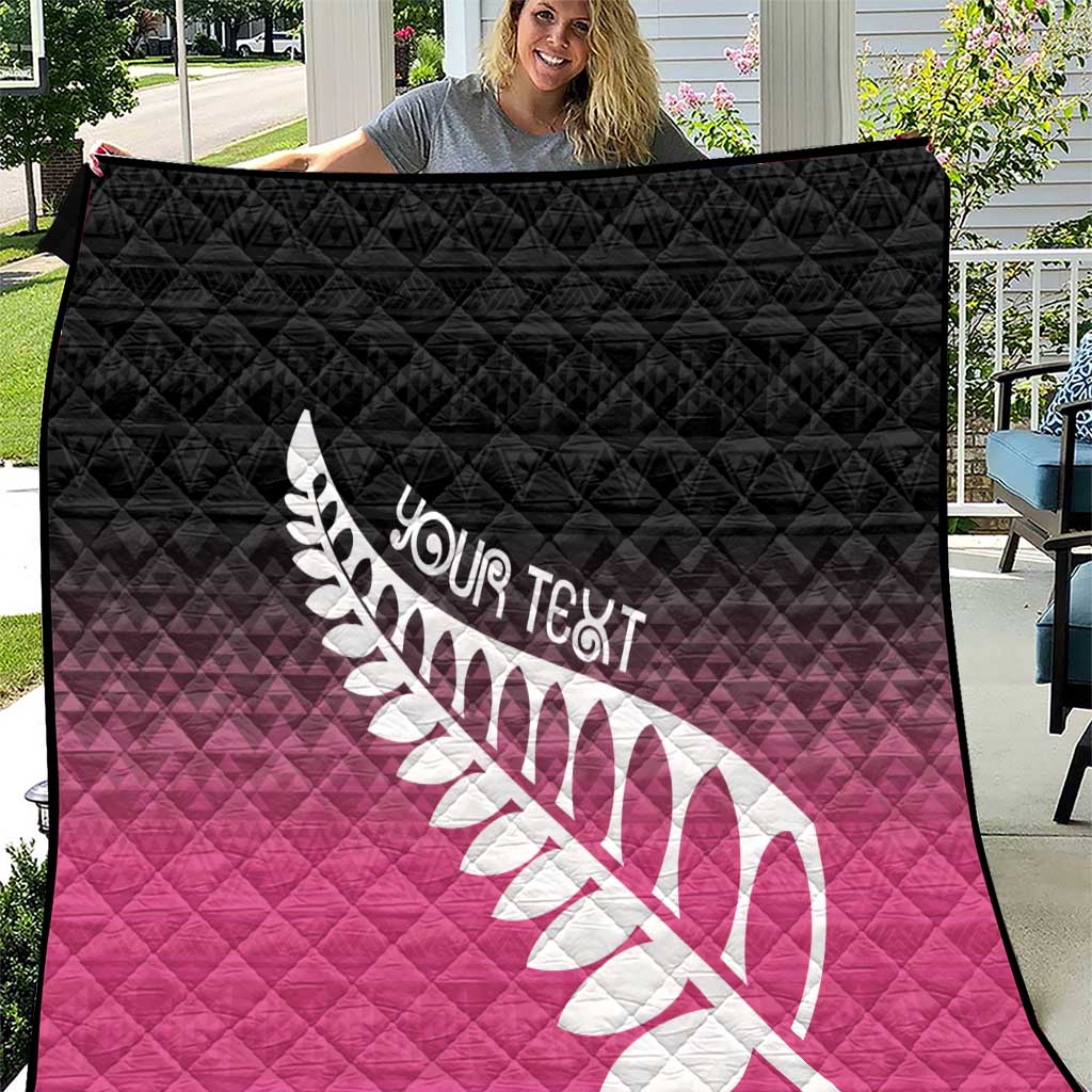 Pink Silver Fern Spirit Taniko Tukutuku Personalised Quilt LT9 Pink - Polynesian Pride