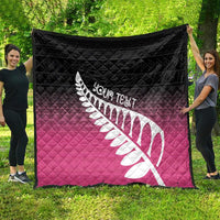 Pink Silver Fern Spirit Taniko Tukutuku Personalised Quilt LT9 - Polynesian Pride
