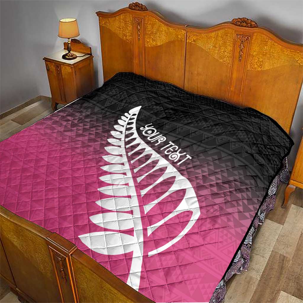 Pink Silver Fern Spirit Taniko Tukutuku Personalised Quilt LT9 - Polynesian Pride