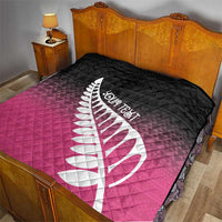 Pink Silver Fern Spirit Taniko Tukutuku Personalised Quilt LT9 - Polynesian Pride