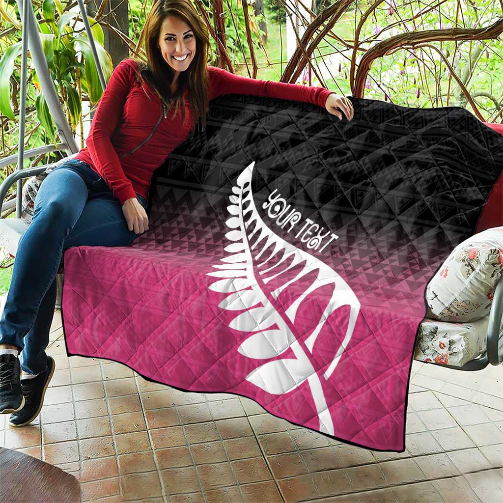 Pink Silver Fern Spirit Taniko Tukutuku Personalised Quilt LT9 - Polynesian Pride